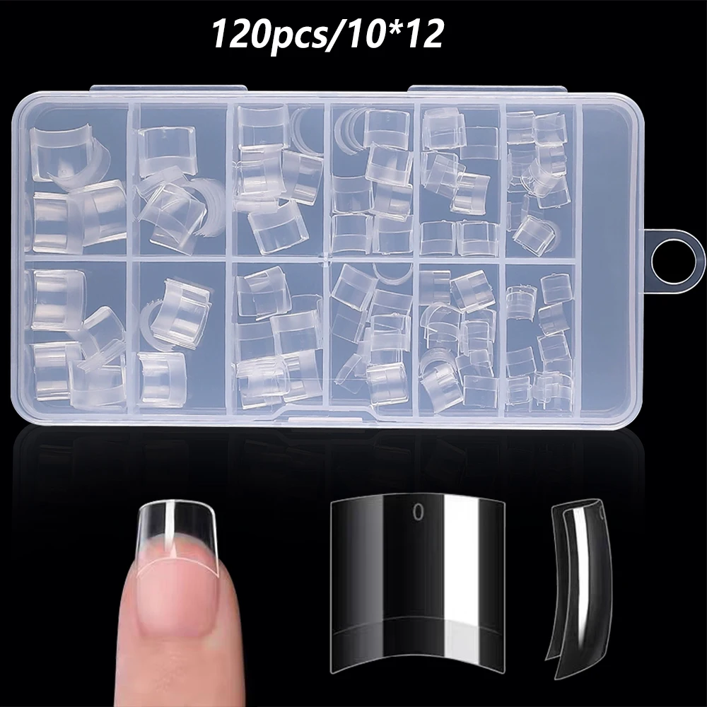 120pcs/Box Half Cover Ultra Short French False Press On Nails Square Traceless Manicure Salon Home DIY Fake Nail 12 Sizes in Box