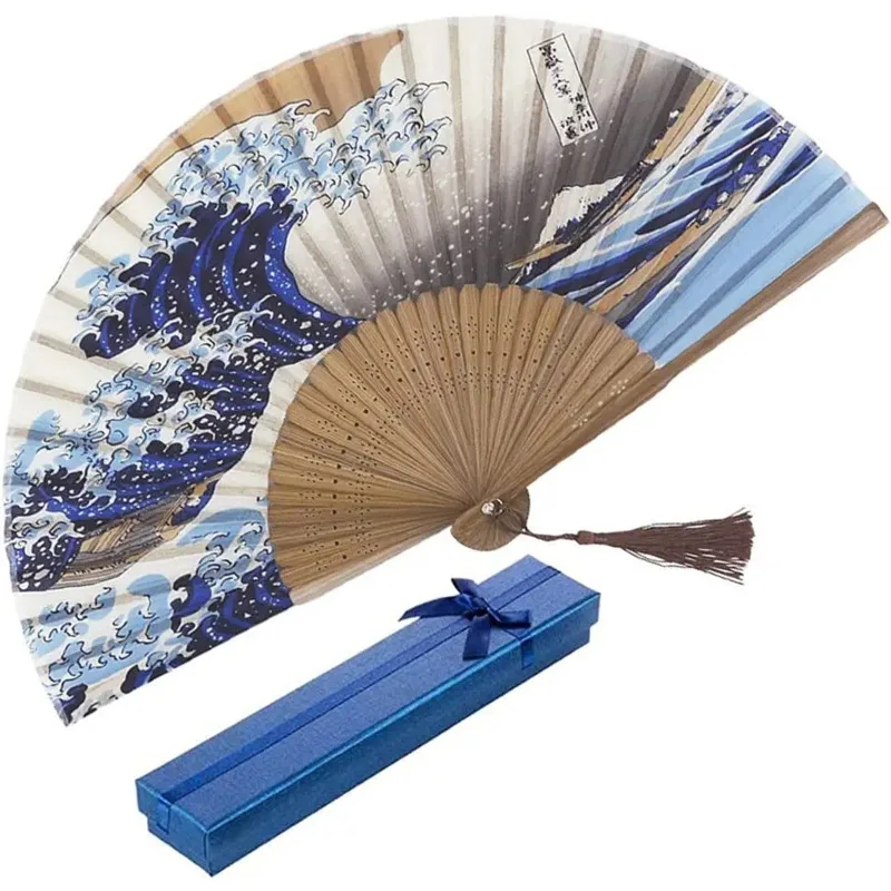 Bamboo Hand Retro Fold Fan Dance Small Japanese Series Imitation Silk Bamboo Fan Wedding With Gift Box Elegant Party Favors