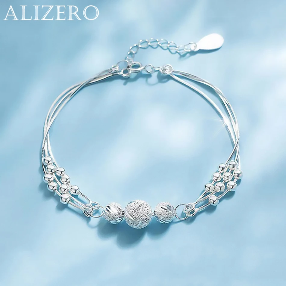 

Fine 925 Sterling Silver Lucky Beads Ball Chain Bracelet for Women Luxury Fashion Party Wedding Jewelry Lovers Gift Charms