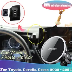 15W Car Phone Holder for Toyota Corolla Cross XG10 2022 2023 2024 GPS Magnetic Support Wireless Fast Charging Sticker Accessorie