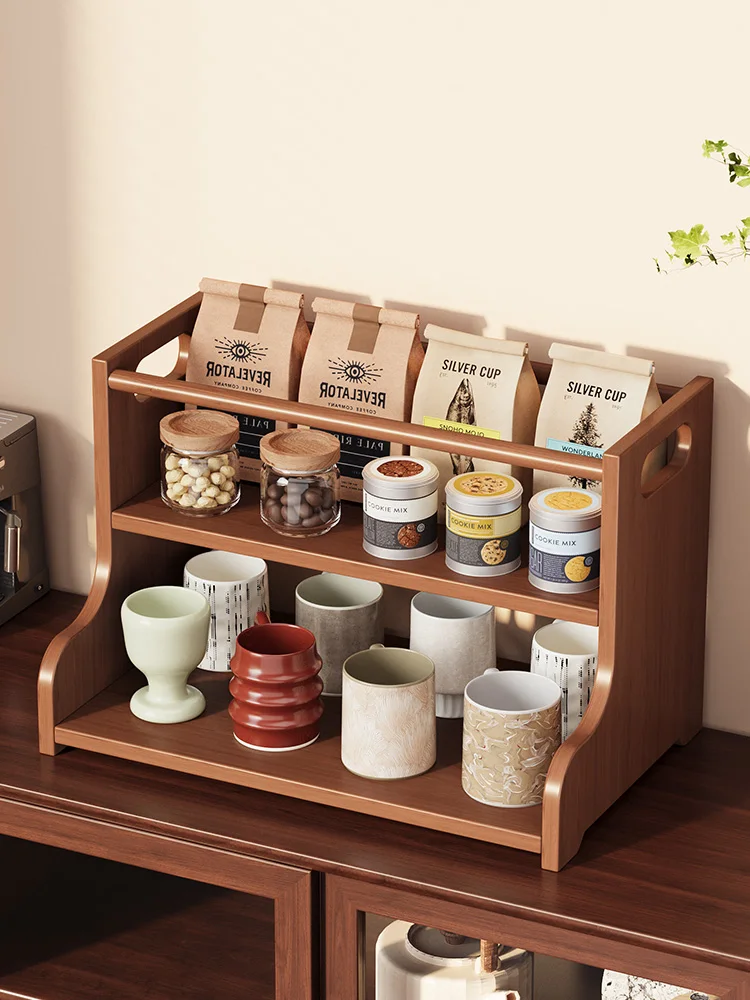 

Desktop Cup Storage Rack Display Stand Wooden Tabletop Coffee Cup Organizer Simple Style Bedroom Living Room Cup Holder