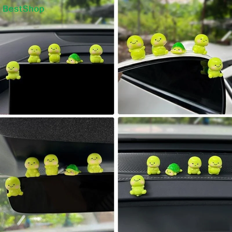 〔R〕Adorable Mini Turtle Car Ornaments - 5Pcs Resin Turtle Figurines for Car Dashboard & Desk Decor