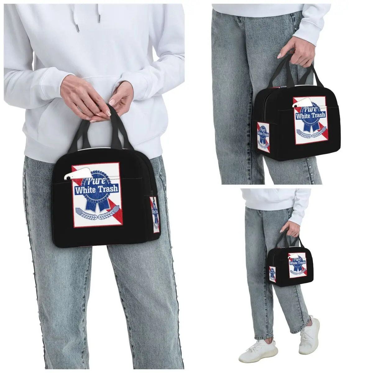 Funny Redneck Gift, Pure White Trash Insulated Lunch Bag for Women Office Cooler Thermal Food Box Tote Portable Lunch Boxes