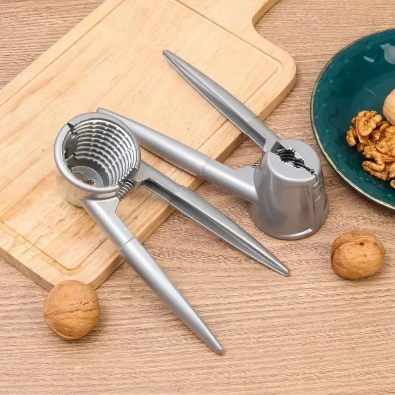 2/1pcs Portable Nut Cracker Silver Metal Walnut Clip Cracker Opener Walnut Plier Nut Shelling Tools Kitchen Gadgets Accessories