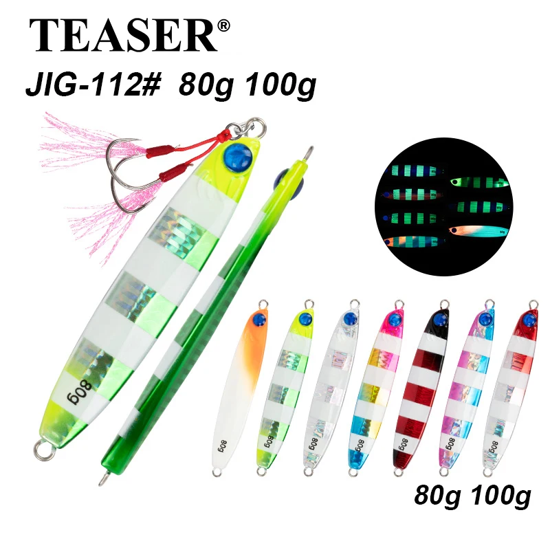 TEASER J112 80 جرام/100 جرام الصيد البحري سريع السحب لوحة حديد الطعم البعيد الصب بيونيك الرصاص الأسماك قارب الصيد