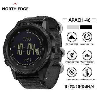 NORTH EDGE APACHE-46 reloj Digital para hombre deportes militares impermeable 50M altímetro barómetro brújula reloj de pulsera de hora mundial