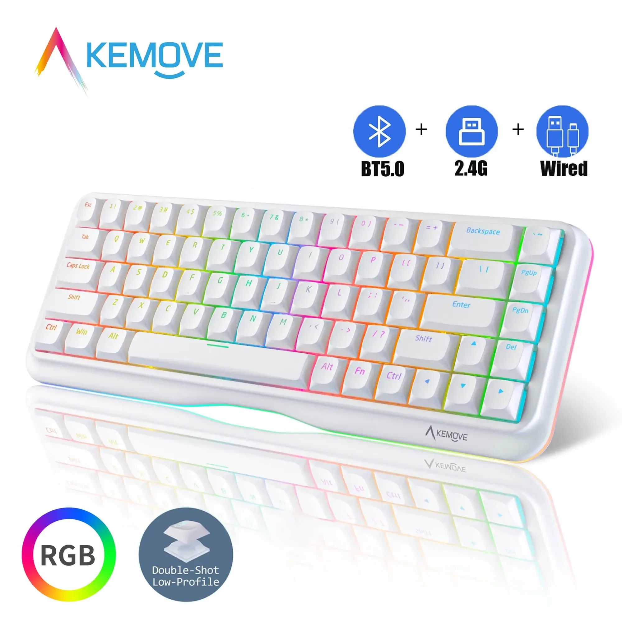 

KEMOVE K68 Three Mode Mechanical Keyboard 68 Keys RGB Hot-Swappable 2.4G Wireless Bluetooth mechanical Keyboard For Win/Mac/iPad