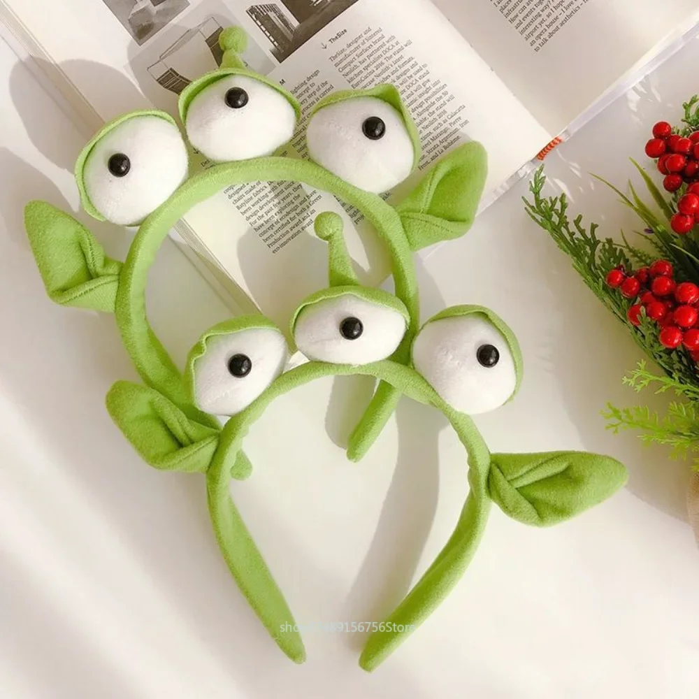 Toy Story Alien Novelty Funny Three Big Eyes Ears Headdress Cosplay Props Headband Stretchy Plush Hairband Party Hair Hoop