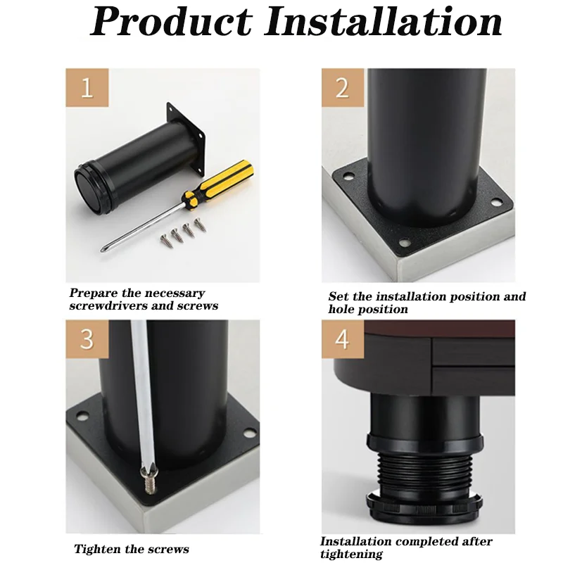 1 أو 4 قطع الفولاذ المقاوم للصدأ طاولة قابلة للتعديل أريكة سرير قدم الصلب الأثاث الساق خزانة أنبوب دائري