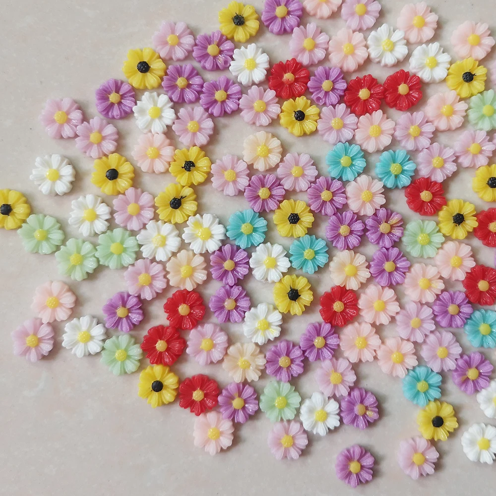 8MM 50pcs Plastic Daisy Flower Colorful beads For DIY Components Necklace Bracelet Hair Findings Accessories