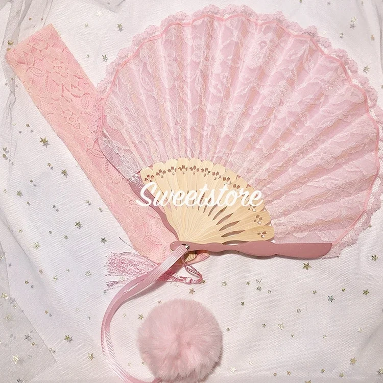 Fan folding fan China retro pink portable puma popular vintage lace small fan