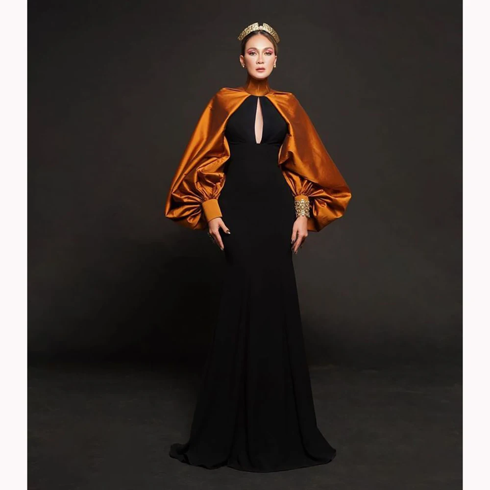 

Разноцветное женское платье с вырезом и высоким воротом, длинным рукавом, расшитое блестками, вечернее платье по индивидуальному заказу, элегантное, простое, впечатляющее вечернее платье