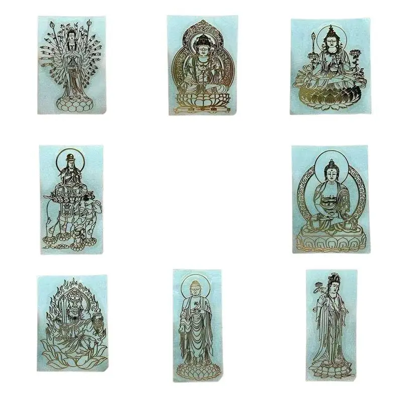 10Pcs Chinese Zodiac Thin Metal Phone Decals Gold Self Adhesive Decor Stickers for Scrapbooking Party Favors