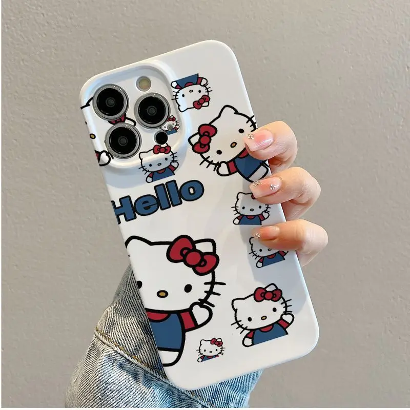 Kawaii Hello Kitty Cute Cartoon etui na telefon iPhone 15 14 13 12 11 Pro Max XR XS 7 8 Plus wysokiej jakości pokrowiec Girls Y2k Hot New