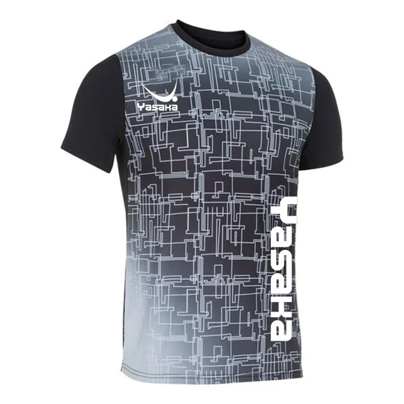 Men's Sports T-shirt Badminton Tennis Training Suit Summer Running Fitness Comfortable and Breathable Short Sleeved O-neck Top