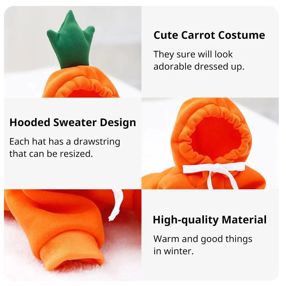 1pc New Dog Hoodie Clothes Cute Design Sweater Coat Carrot Shape Warm Fleece Outdoor Pet Outfit Outerwear for Dogs Puppy image 5
