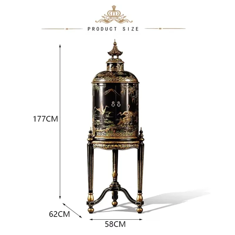 LDC-0934 Luxury hand-painted white crane pattern side cabinet classical living room home furniture bird cage decoration