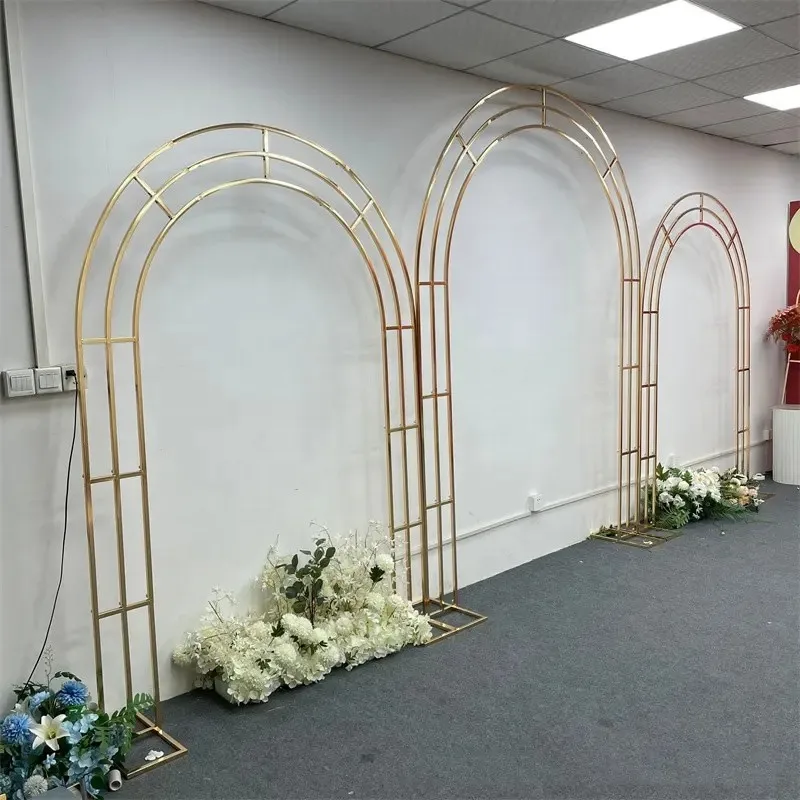 1pcs/3pcs)Marriage Events Gold Flower Stand Party heart Stage Flower Arch Frame Stand Wedding Decoration Backdrops