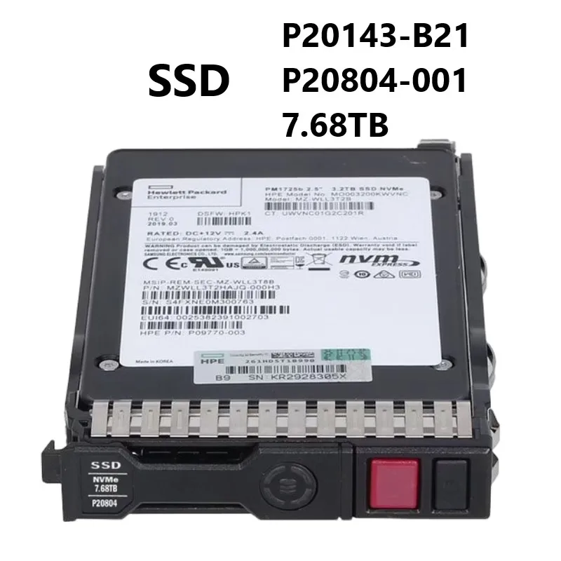 

NEW Solid State Drive P20143-B21 P20804-001 7.68TB 2.5in SFF DS NVMe PCIe SCN Read Intensive SSD for H+PE ProLiant G10 Servers