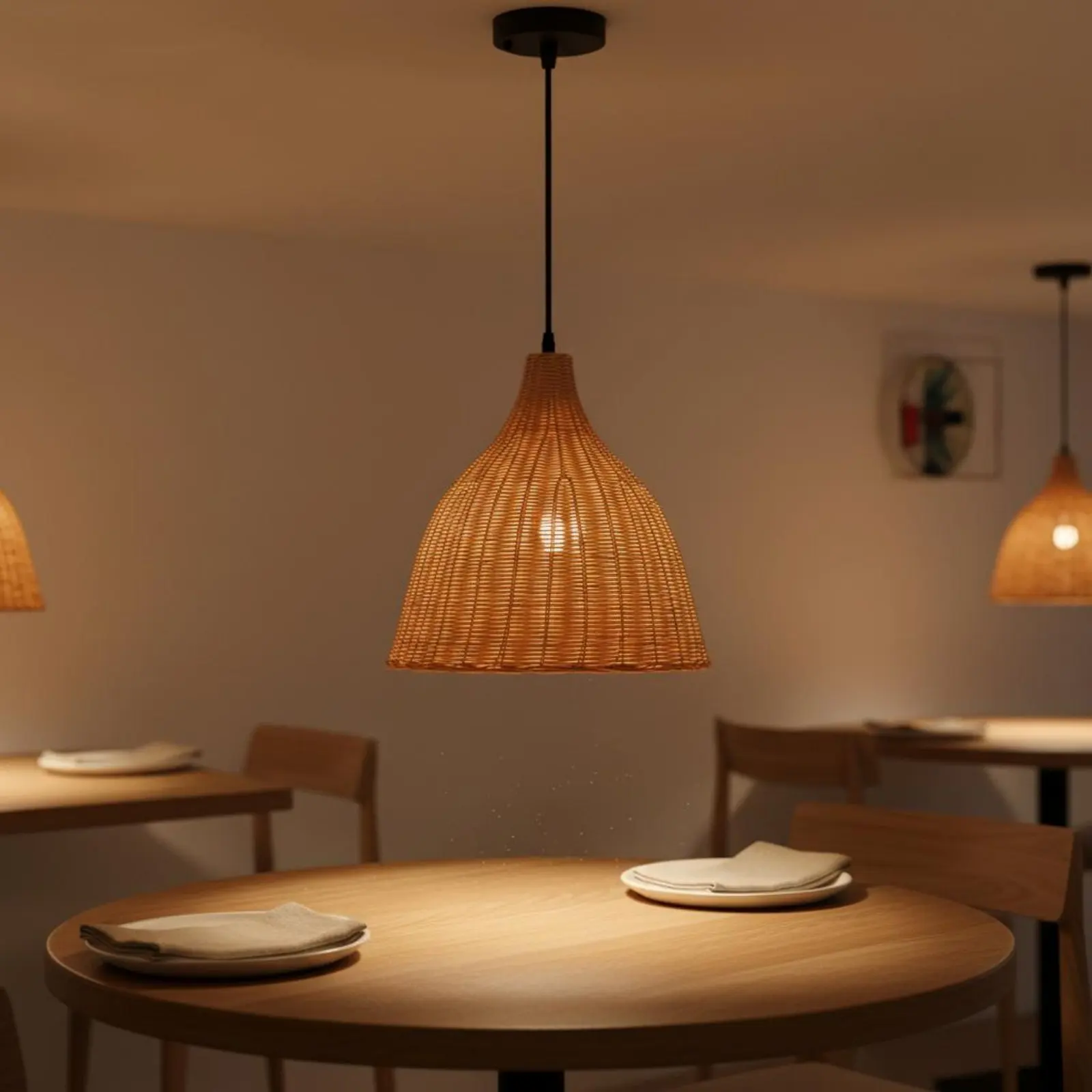 Lámpara de bambú diseño rústica para luz en hogares con gatos y perros - imagen 2