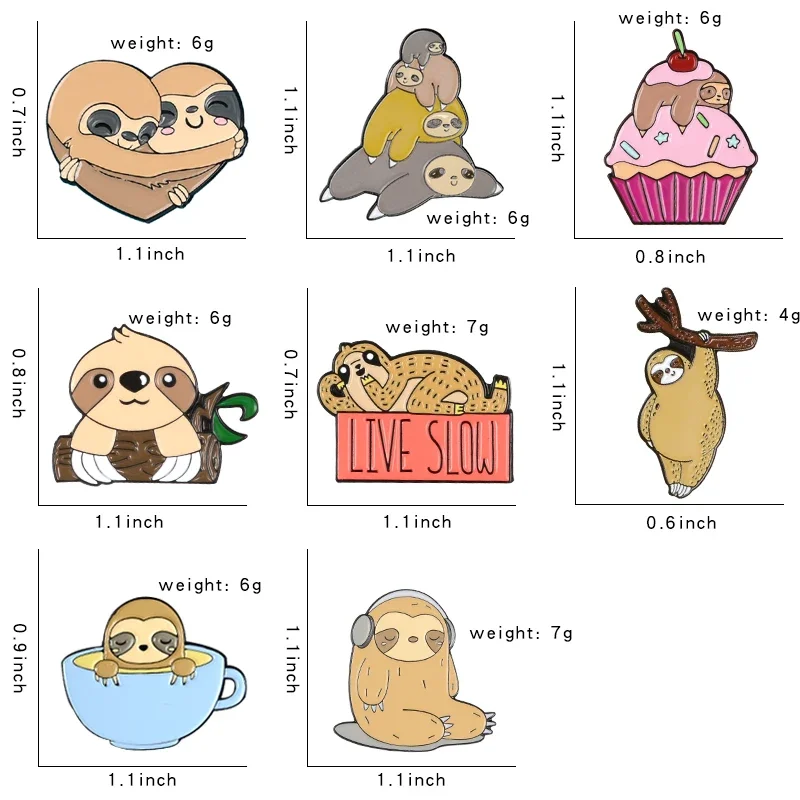 Simpatico bradipo Koala Zoo smalto Pin s pigro animale famiglia vita felice spille distintivi in metallo cartone animato per bambini amici vestiti