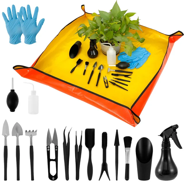13/16 sztuk ogrodowe sukulenty narzędzia Mini zestaw sadzarek z matą do przesadzania do wnętrz miniaturowe narzędzia do przesadzania Bonsai narzędzia do sadzonek