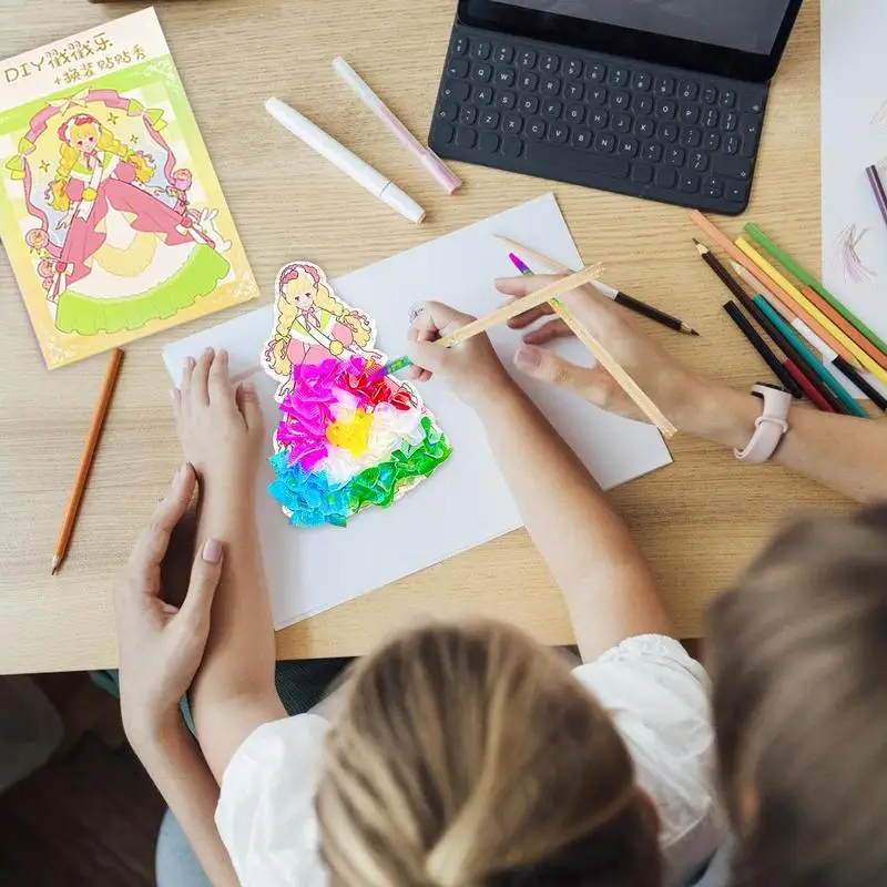 Juego de libros de pintura de acuarela de bolsillo, rompecabezas de pintura de punción, juguetes de Arte de bolsillo, bricolaje para niñas