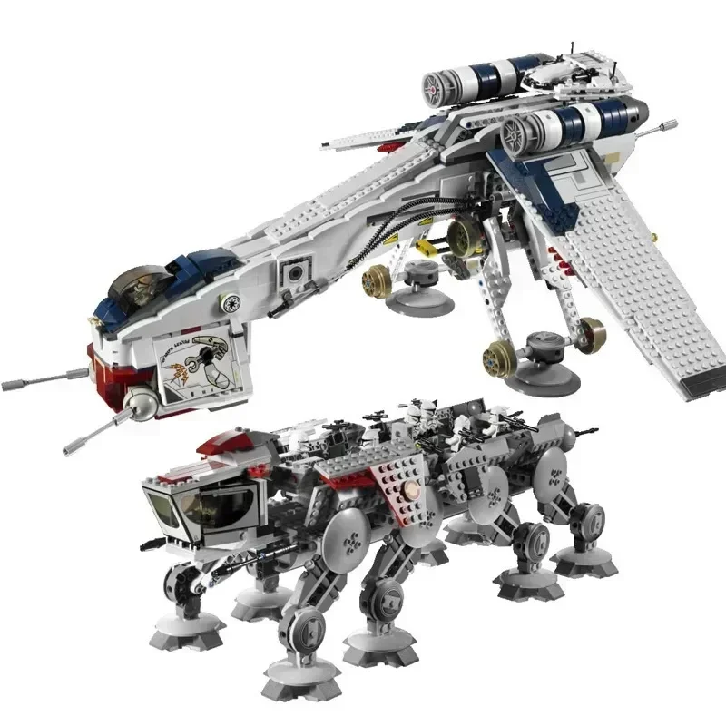 STAR WARS Republic Dropship With AT-OT Walker  Compatible 10195 Transport Ship Toys For Children Christmas Gifts