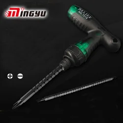 1pc Telescopic Slotted Phillips Screwdriver Set Extension Double Head T Shape Handle Ratchet Wrench Socket Repair Hand Tools