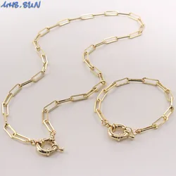 SUNSLL Hip Hop Link Chain Metal Round Ring Can Open Pendant Necklace Bracelet Set For Men Boys Women Girls Jewelry Gift