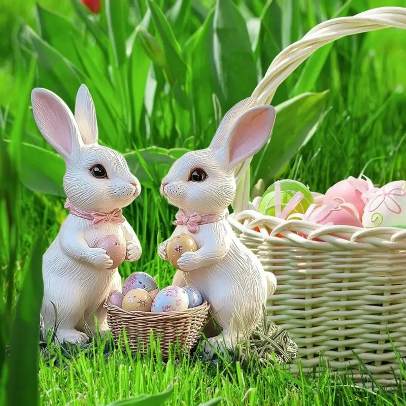 M89A عيد الفصح أرنب حديقة حصة أكريليك أرنب علامة تمثال حيواني واقعي مناسب للديكور في الهواء الطلق وأسرة الزهور #5