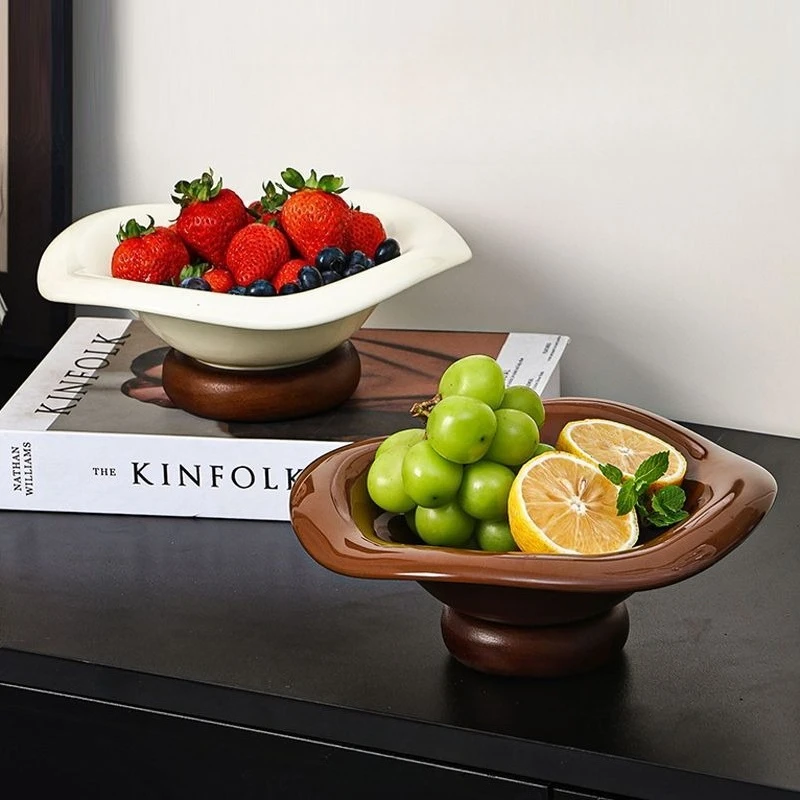 

Красивая керамическая миска, фруктовые миски, настольная миска для гостиной, уникальное украшение, ужин, гостеприимство, еда, эстетичная посуда