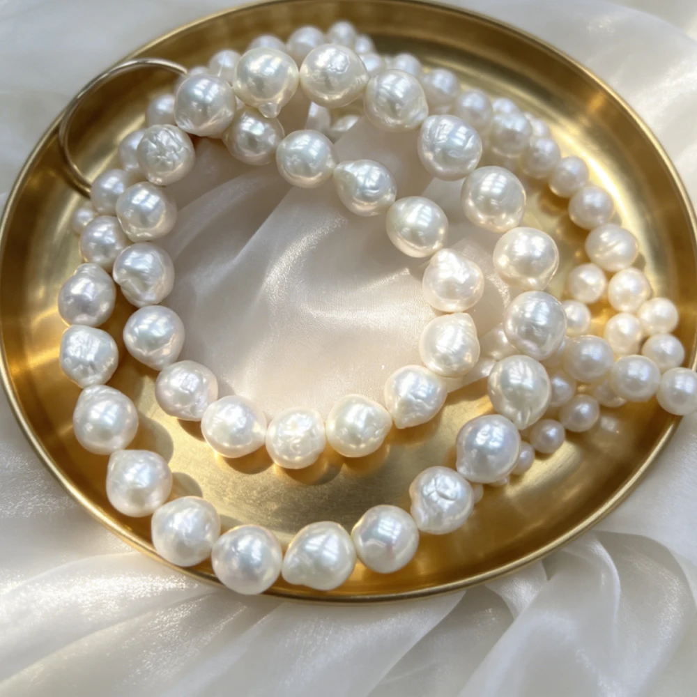 10–11mm White Wrinkled Pearls 100% Natural Freshwater Pearls Beads for Jewelry Making DIY Necklaces Bracelets and Accessories