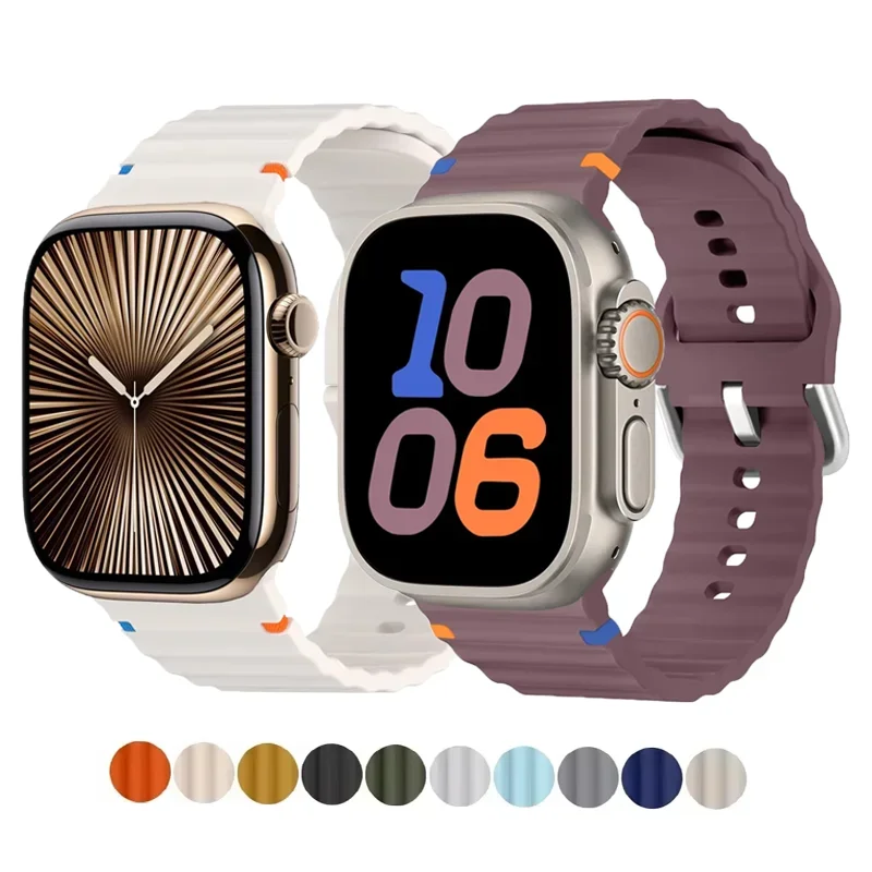 

Силиконовый ремешок для Apple Watch Ultra Band 49 мм, 46 мм, 45 мм, 42 мм, 44 мм, 40 мм, 41 мм, браслет correa, ремень iWatch series 10 9 8 6 7 5 SE