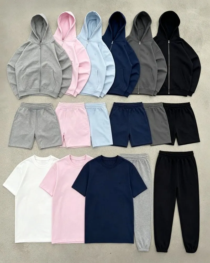 Y2K Retro Harajuku Multicolored Oversized Zip Hoodie Cargo Pants Shorts Tee Men Women Fashion Trends Paired with Streetwear Sets