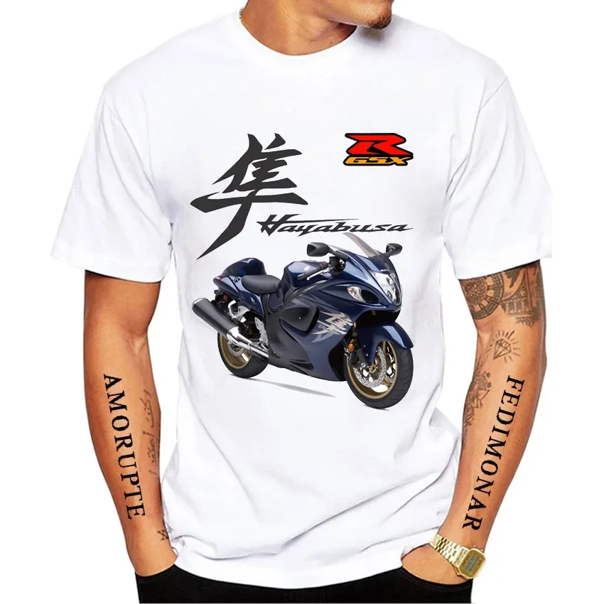 Hayabusa GSX-R 1300 GS Adventure Motorcycle Riding T-Shirt Summer Men Short Sleeve White Casual Tops Hip Hop Boy GP Rider Tees