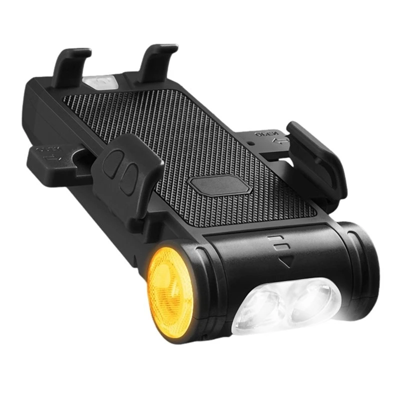 2026 New 5-In-1 Bike Phone Mount With LED Light 2000Mah Power Bank 130Db Horn & USB Charger Automatic Locking Handlebar Mount