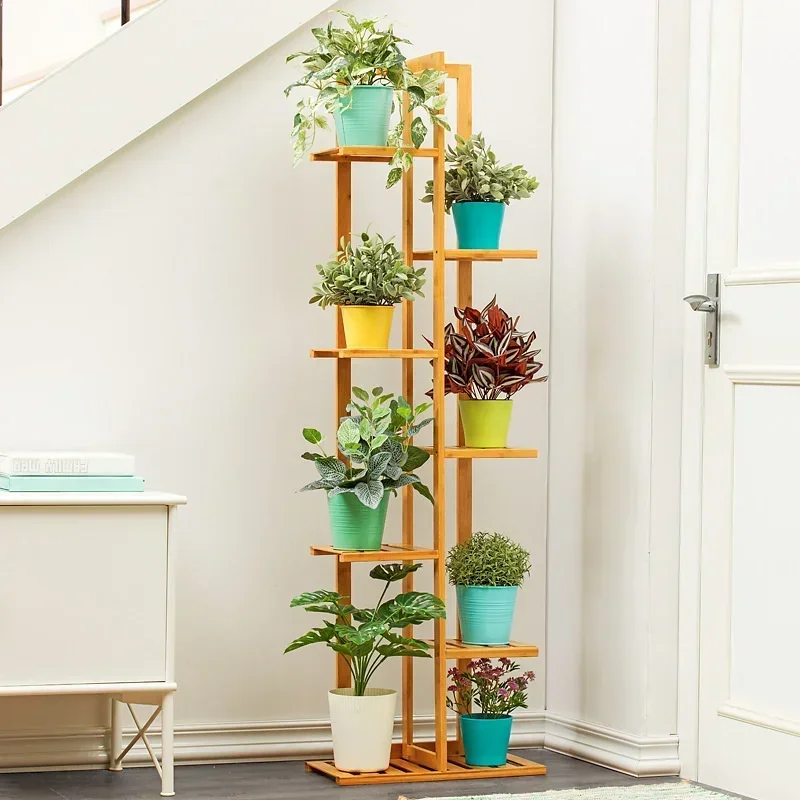 

Storage Shelf Simple And Beautiful Plant Shelves Multi-layer Upright Bold And Thick Multi-colored Wood Shelf Flowerpot Stand