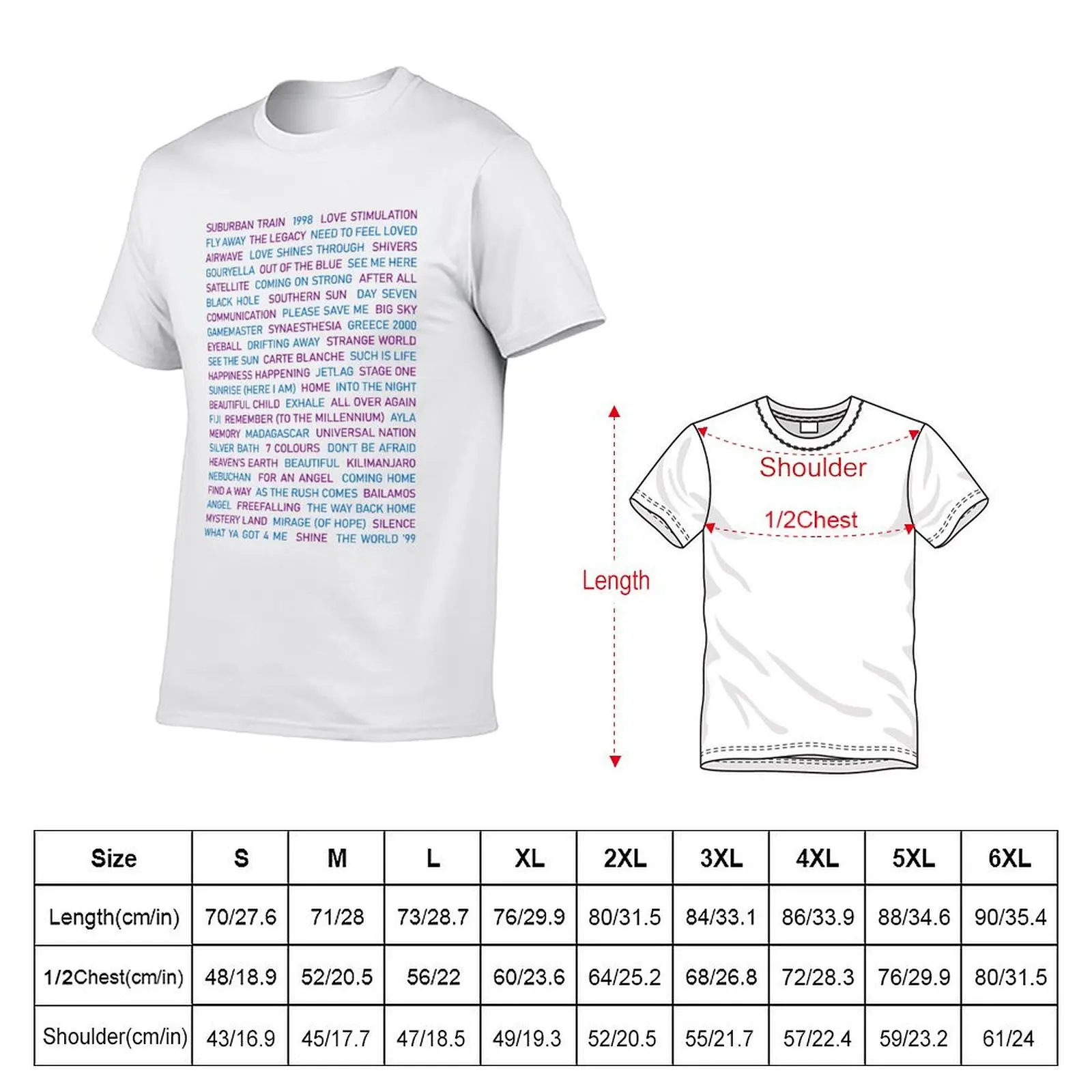 Trance Anthems Song Titles T-Shirt Relaxed Fit Casual Short Sleeve Top