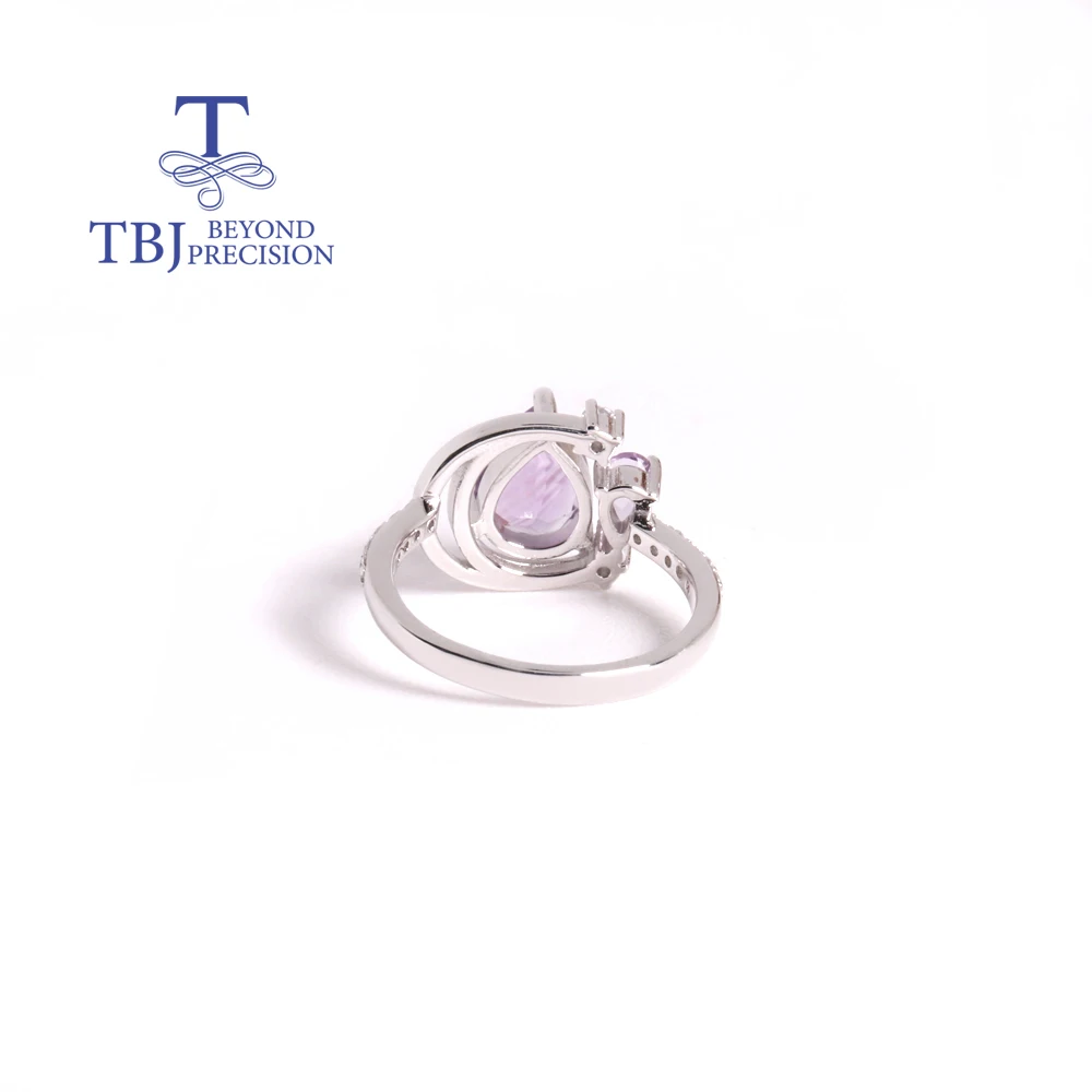 Bellissimo ed elegante anello in argento ametista naturale a sei angoli con Birthstone di febbraio gioielli squisiti per le donne regali di usura