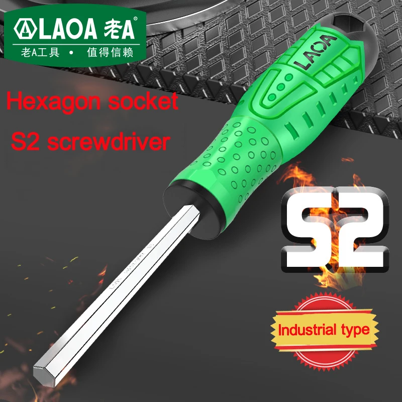 LAOA professionele S2 binnenzeskantschroevendraaier rechte staaf binnenzeskantschroevendraaier platte kop binnenschroevendraaier met m