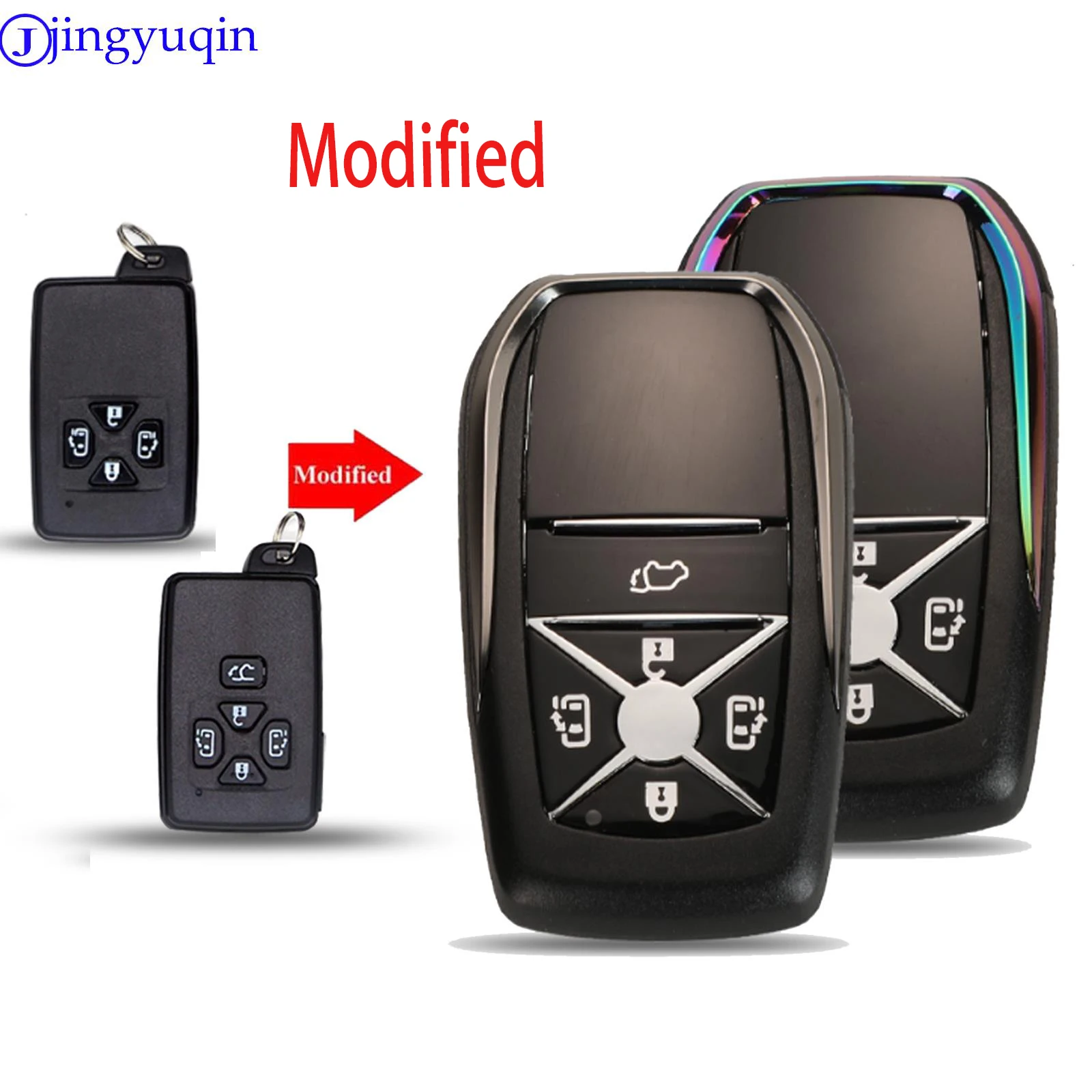 jingyuqin Fernbedienungs-Schlüsselgehäuse mit 4/5 Tasten für Toyota Reiz/Avalon/Previa/Alphard/Prius Schlüsselhülle FOB-Teil