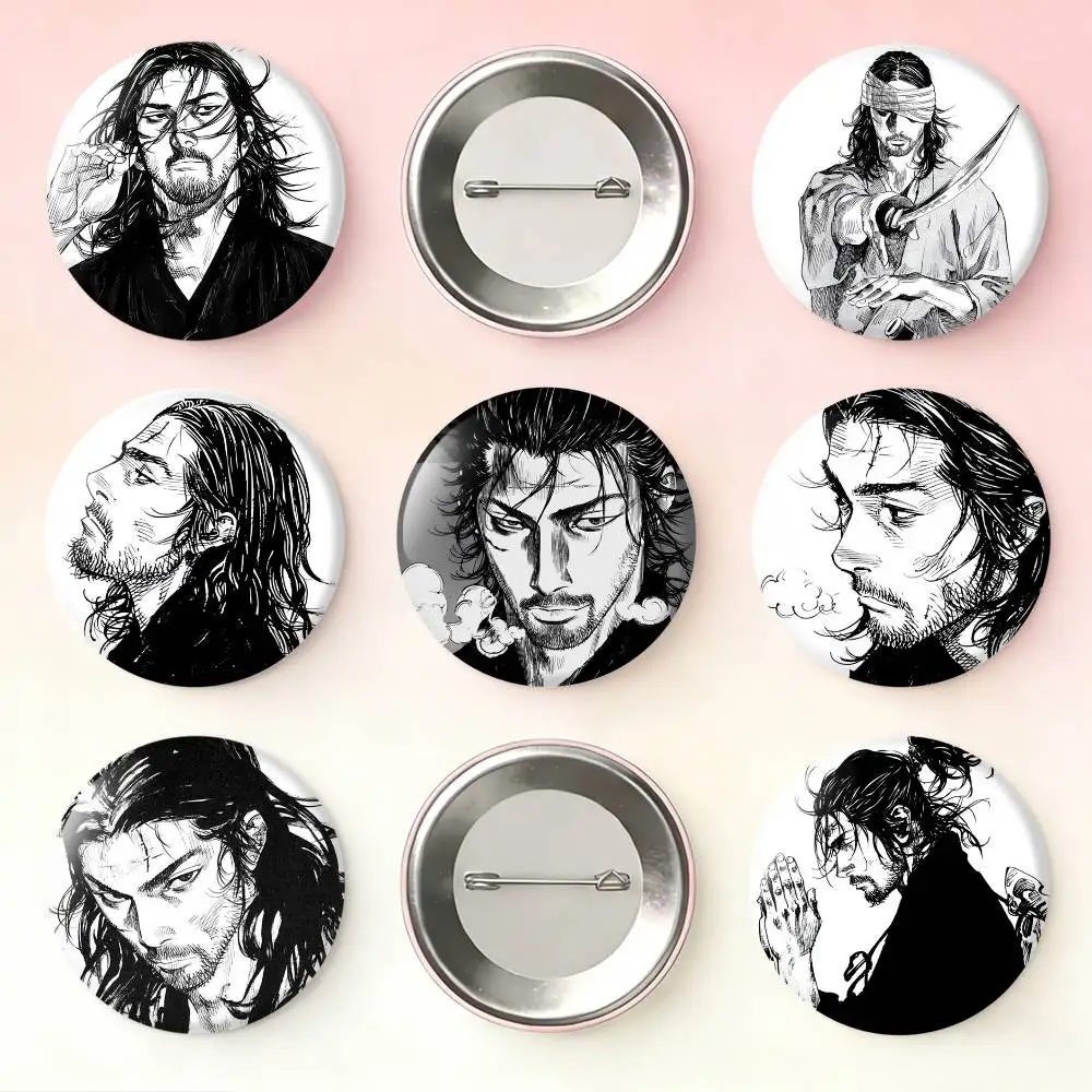 

Miyamoto V-Vagabond Musashi Badges 25 32 44 58 75 mm Round Fans Collect Friends Gifts Brooch Souvenir