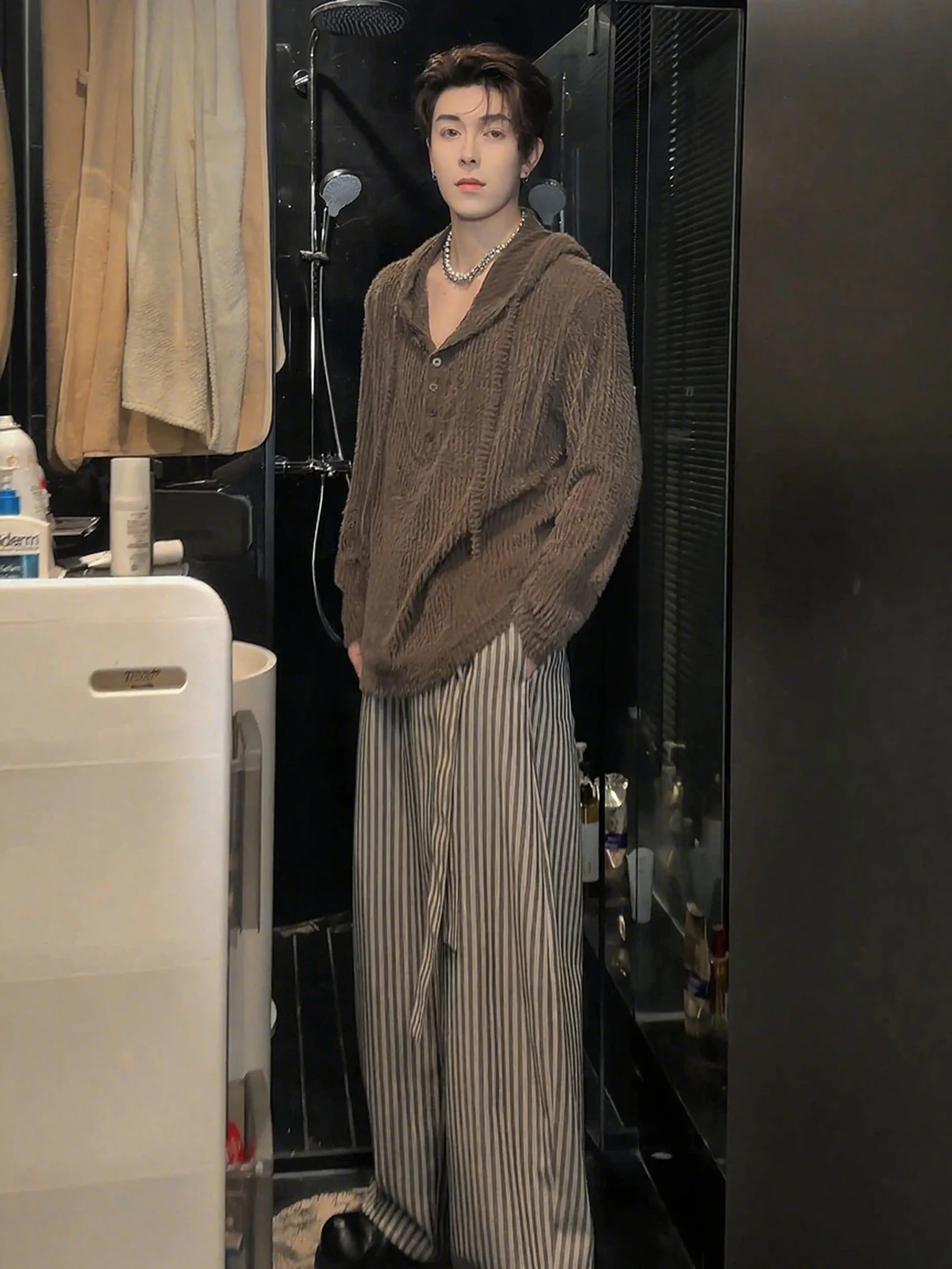 

Caramel Fce Knitted Hoodie Men's Autumn Winter Loose Fit Comfortable Base Layer Sweater Coat American Casual Sle