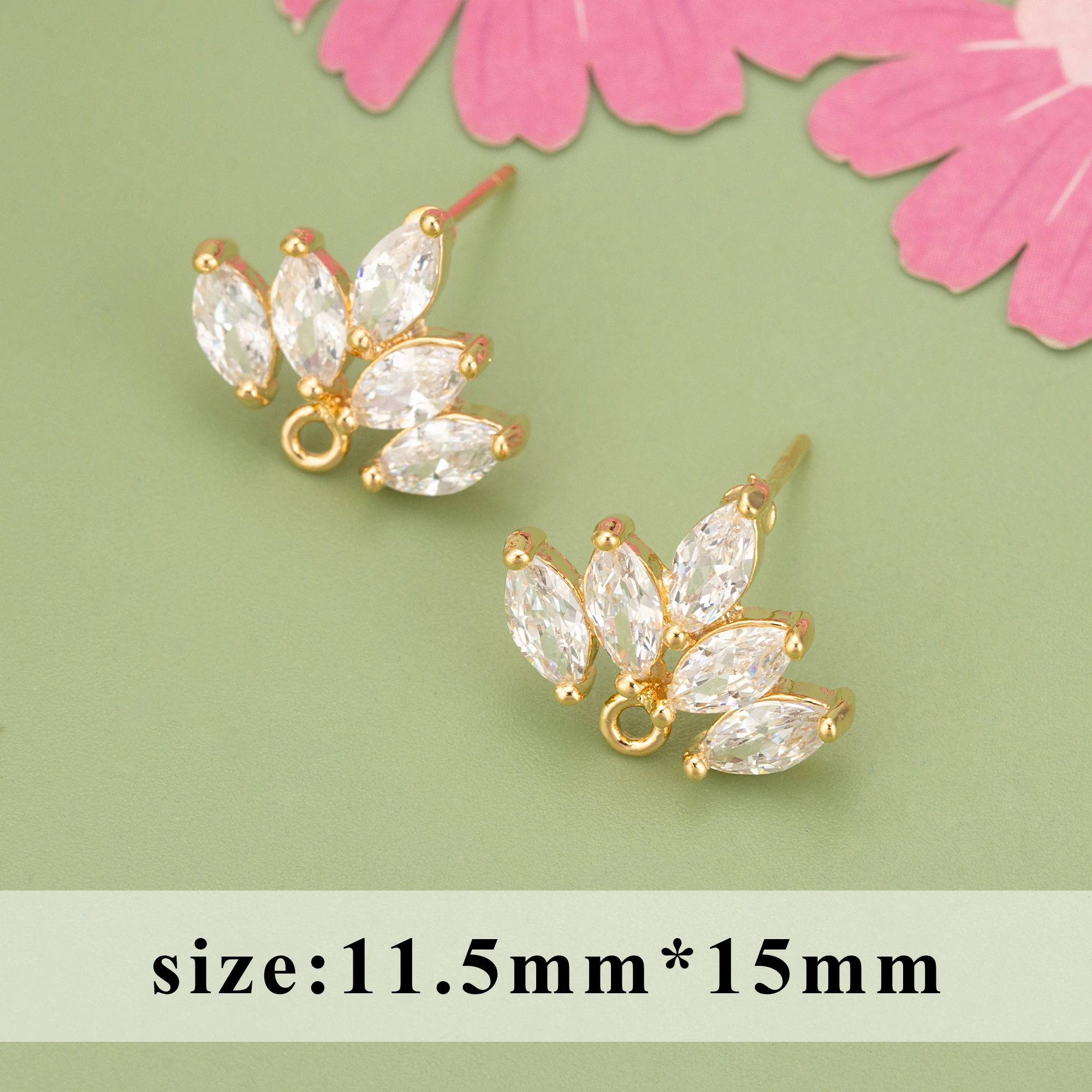 YEGUI MD94,jewelry accessories,18k gold rhodium plated,copper,zircons,hand made,charms,diy earrings,jewelry making,6pcs/lot