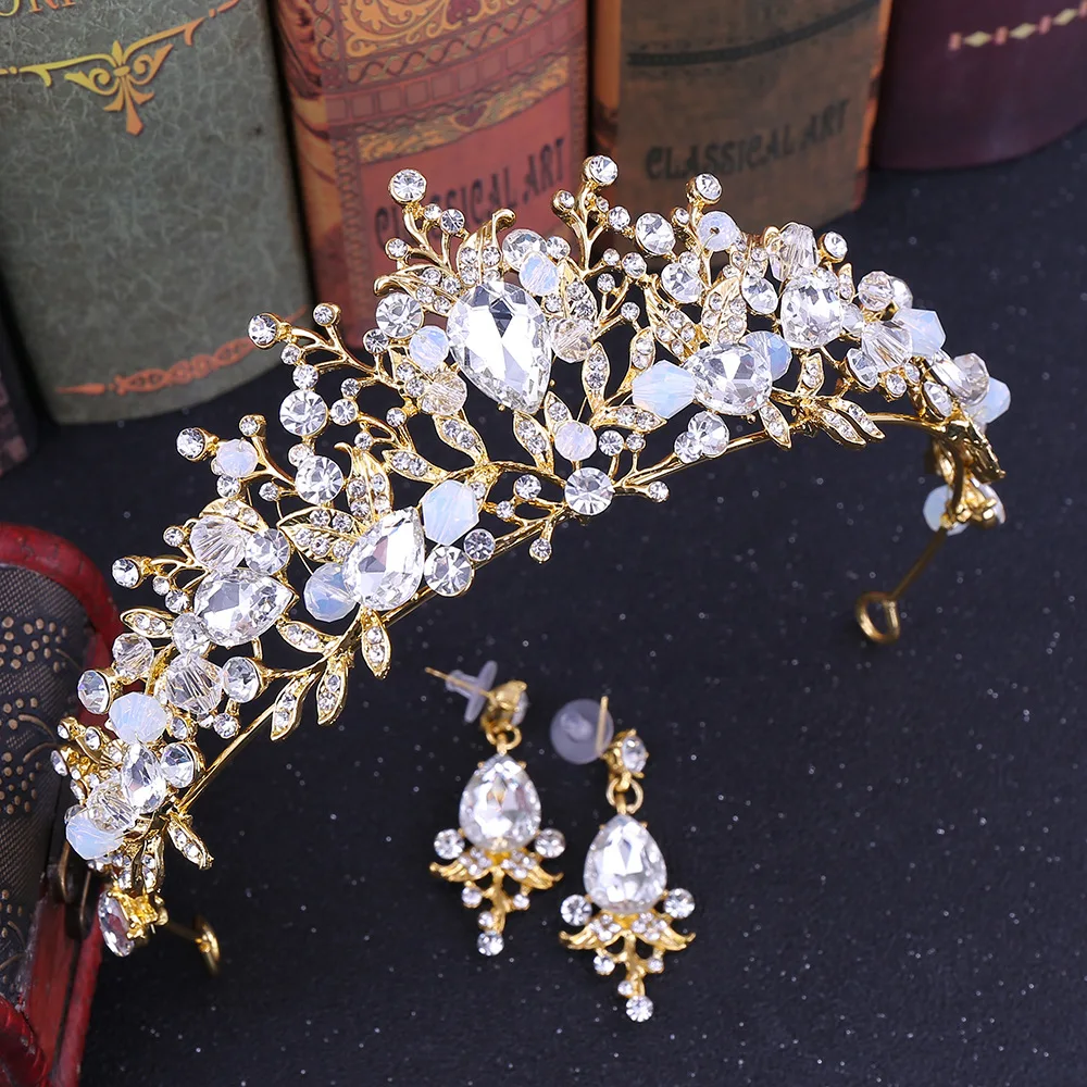 Pink Crystal Tiaras And Crowns For Women Bride Pink Rhinestone Prom Diadem Crown Tiara Bridal Wedding Hair Accessories Jewelry