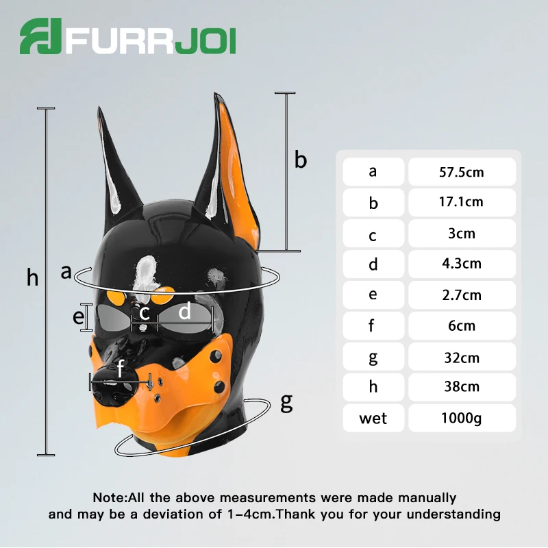 Furrjoi Silicone Doberman Mask for Cosplay Costumes Furry Masken Role Play Party Full Head Headgear Dog Play Mask Hood