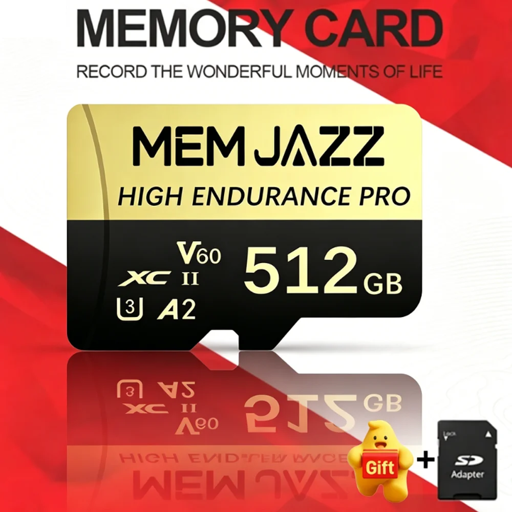 Carte mémoire professionnelle haute vitesse pour la photographie - 32 Go/64 Go/512 Go Micro TF SD U3 V30 A2 avec adaptateur pour appareils photo et autres appareils
