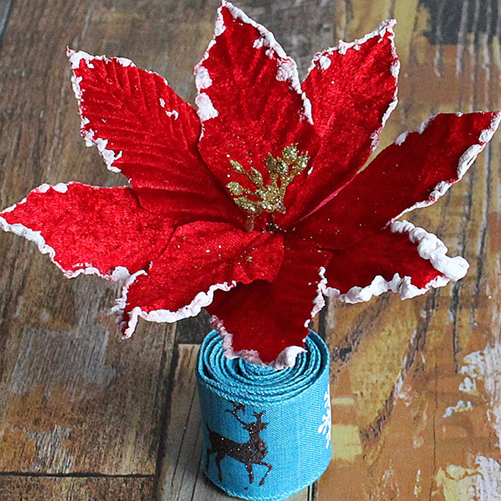 

2pcs Christmas Fake Xmas Tree Decorations False Flowers For Holiday Party Home Decoration Tree Decors Xmas Flowers