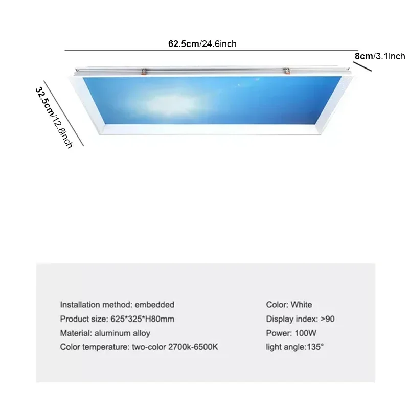 Lámpara de techo de cielo azul para baño, sala de estar, cocina, iluminación Natural, decoración interior, oficina y hogar, nuevo estilo